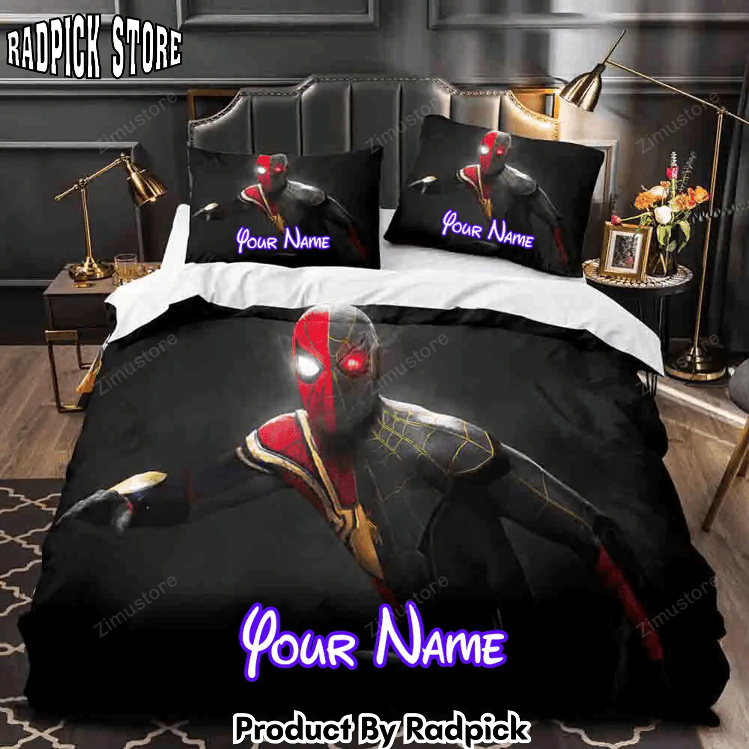 Radpick spider man no way home personalized name bedding set duvet cover bed sets8906 rp3279009